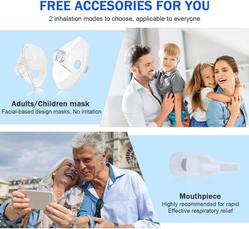 Ultrasonic Mesh Nebulizer, USB-C Rechargeable Nebulizer Machine for Adults and Kids, Super Quiet Portable Nebulizer for Kids, Efficient Atomization, Less Residues, Adjustable Working Mode