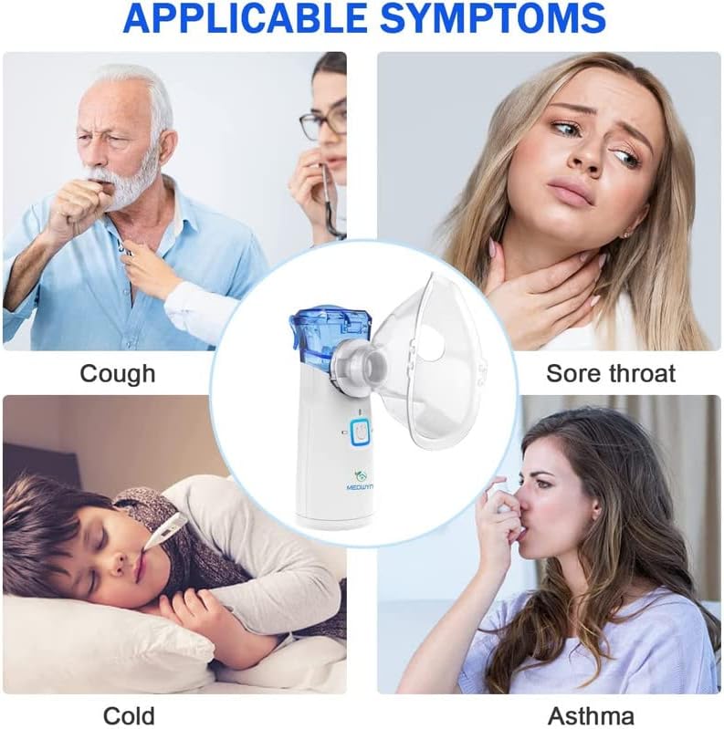 Ultrasonic Mesh Nebulizer, USB-C Rechargeable Nebulizer Machine for Adults and Kids, Super Quiet Portable Nebulizer for Kids, Efficient Atomization, Less Residues, Adjustable Working Mode