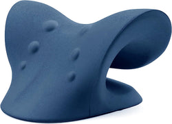 Neck and Shoulder Relaxer, Cervical Traction Device for TMJ Pain Relief and Cervical Spine Alignment, Chiropractic Pillow, Neck Stretcher (Dark Blue)