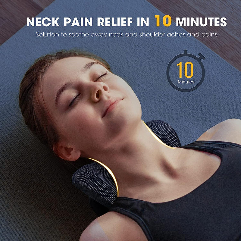 Neck and Shoulder Relaxer with Magnetic Therapy Pillowcase, Neck Stretcher Chiropractic Pillows for Pain Relief, Cervical Traction Device for Relieve TMJ Headache Muscle Tension Spine Alignment Black