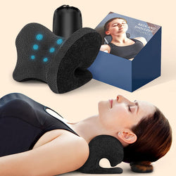 Neck and Shoulder Relaxer with Magnetic Therapy Pillowcase, Neck Stretcher Chiropractic Pillows for Pain Relief, Cervical Traction Device for Relieve TMJ Headache Muscle Tension Spine Alignment  Black