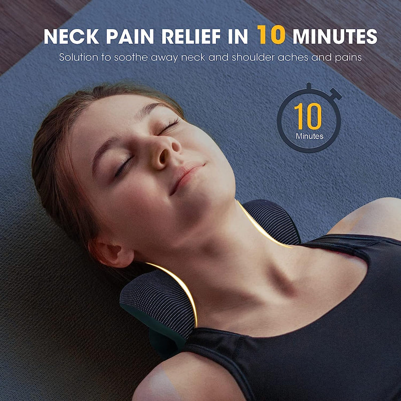 Neck and Shoulder Relaxer with Magnetic Therapy Pillowcase, Neck Stretcher Chiropractic Pillows for Pain Relief, Cervical Traction Device for Relieve TMJ Headache Muscle Tension Spine Alignment Dark Green