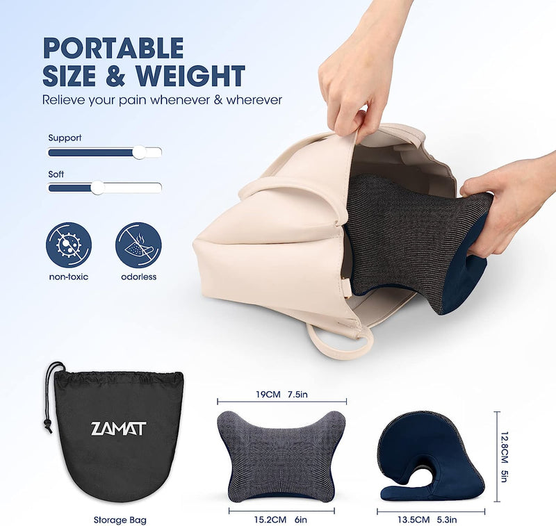 Neck and Shoulder Relaxer with Magnetic Therapy Pillowcase, Neck Stretcher Chiropractic Pillows for Pain Relief, Cervical Traction Device for Relieve TMJ Headache Muscle Tension Spine Alignment Navy Blue