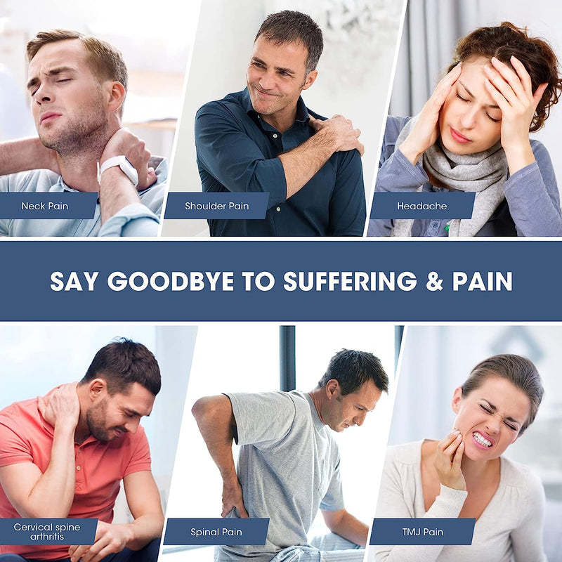 Neck and Shoulder Relaxer with Magnetic Therapy Pillowcase, Neck Stretcher Chiropractic Pillows for Pain Relief, Cervical Traction Device for Relieve TMJ Headache Muscle Tension Spine Alignment Navy Blue