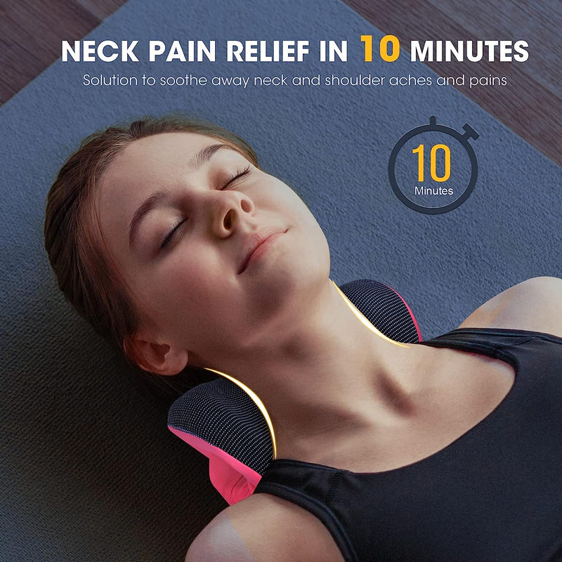 Neck and Shoulder Relaxer with Magnetic Therapy Pillowcase, Neck Stretcher Chiropractic Pillows for Pain Relief, Cervical Traction Device for Relieve TMJ Headache Muscle Tension Spine Alignment Pink