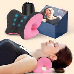 Neck and Shoulder Relaxer with Magnetic Therapy Pillowcase, Neck Stretcher Chiropractic Pillows for Pain Relief, Cervical Traction Device for Relieve TMJ Headache Muscle Tension Spine Alignment  Pink