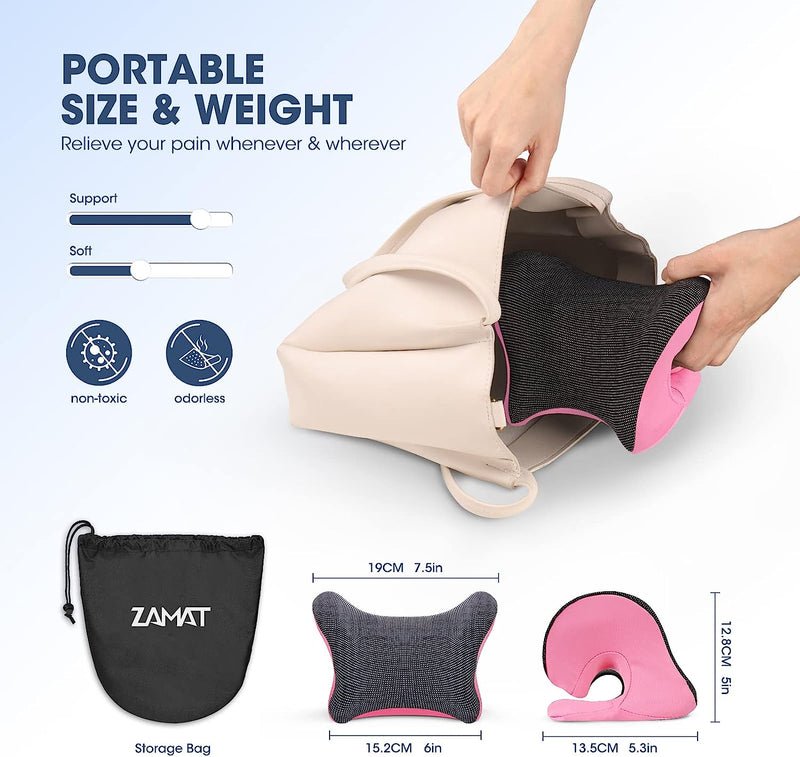Neck and Shoulder Relaxer with Magnetic Therapy Pillowcase, Neck Stretcher Chiropractic Pillows for Pain Relief, Cervical Traction Device for Relieve TMJ Headache Muscle Tension Spine Alignment Pink