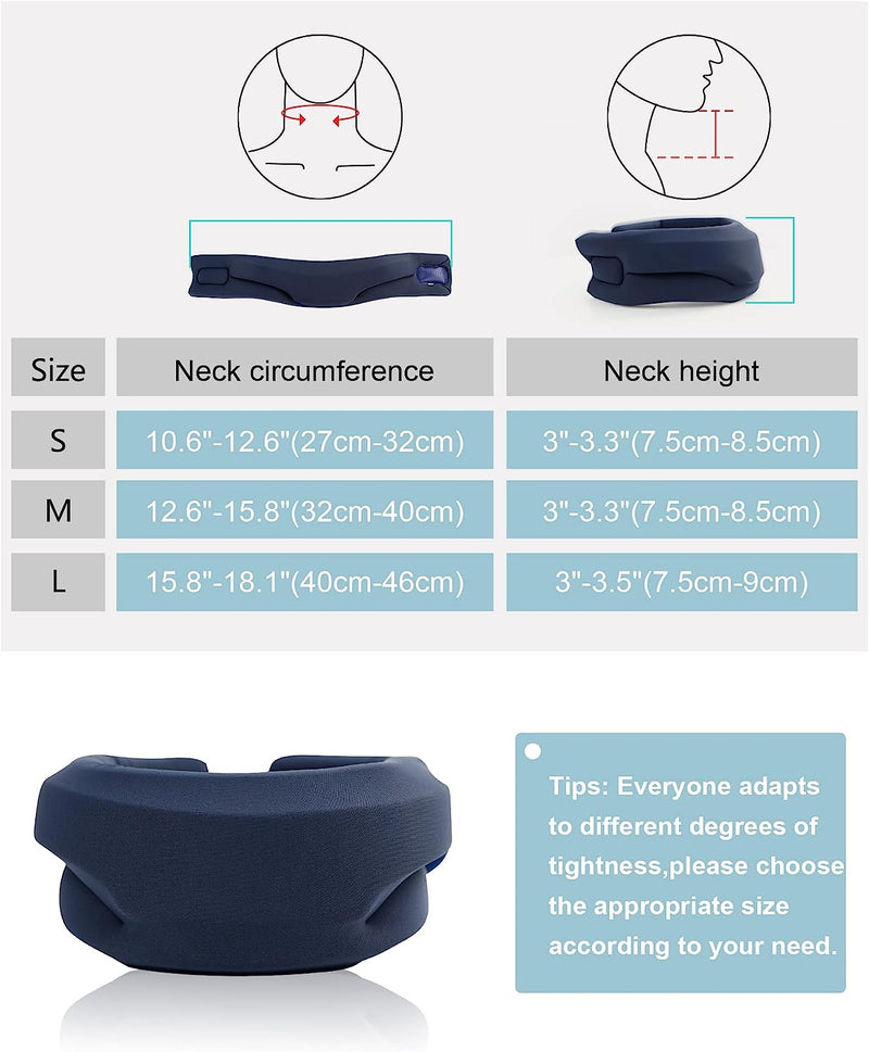 Neck Brace Cervical Collar for Sleeping - Relief Neck Pain and Neck Support Soft Foam Wraps Keep Vertebrae Stable and Aligned for Relief of Cervical Spine Pressure for Women & Men Blue