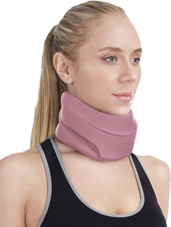 Neck Brace Cervical Collar for Sleeping - Relief Neck Pain and Neck Support Soft Foam Wraps Keep Vertebrae Stable and Aligned for Relief of Cervical Spine Pressure for Women & Men Pink