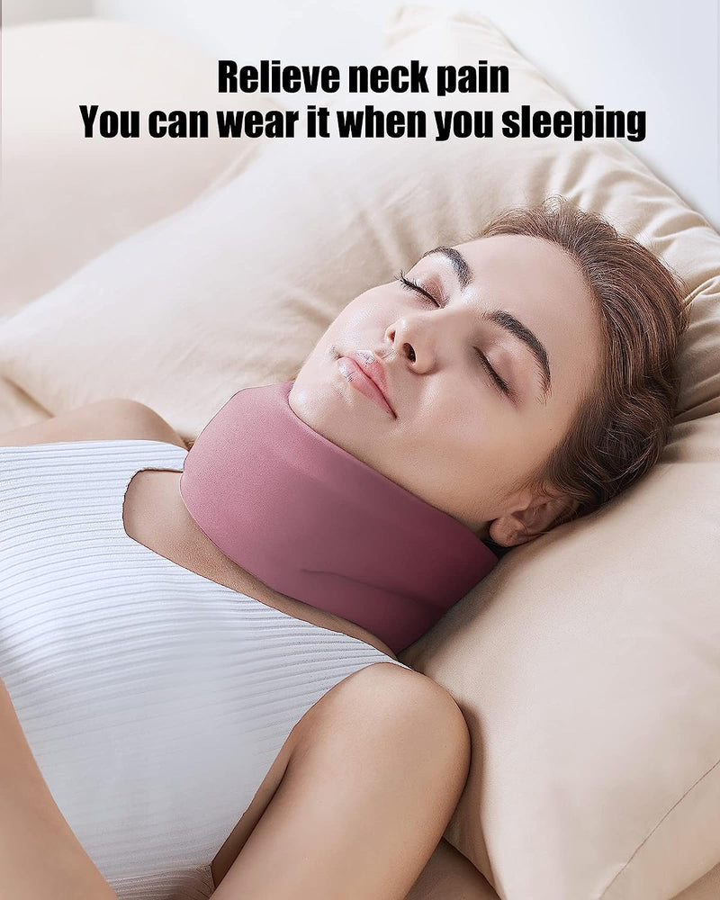 Neck Brace Cervical Collar for Sleeping - Relief Neck Pain and Neck Support Soft Foam Wraps Keep Vertebrae Stable and Aligned for Relief of Cervical Spine Pressure for Women & Men Pink