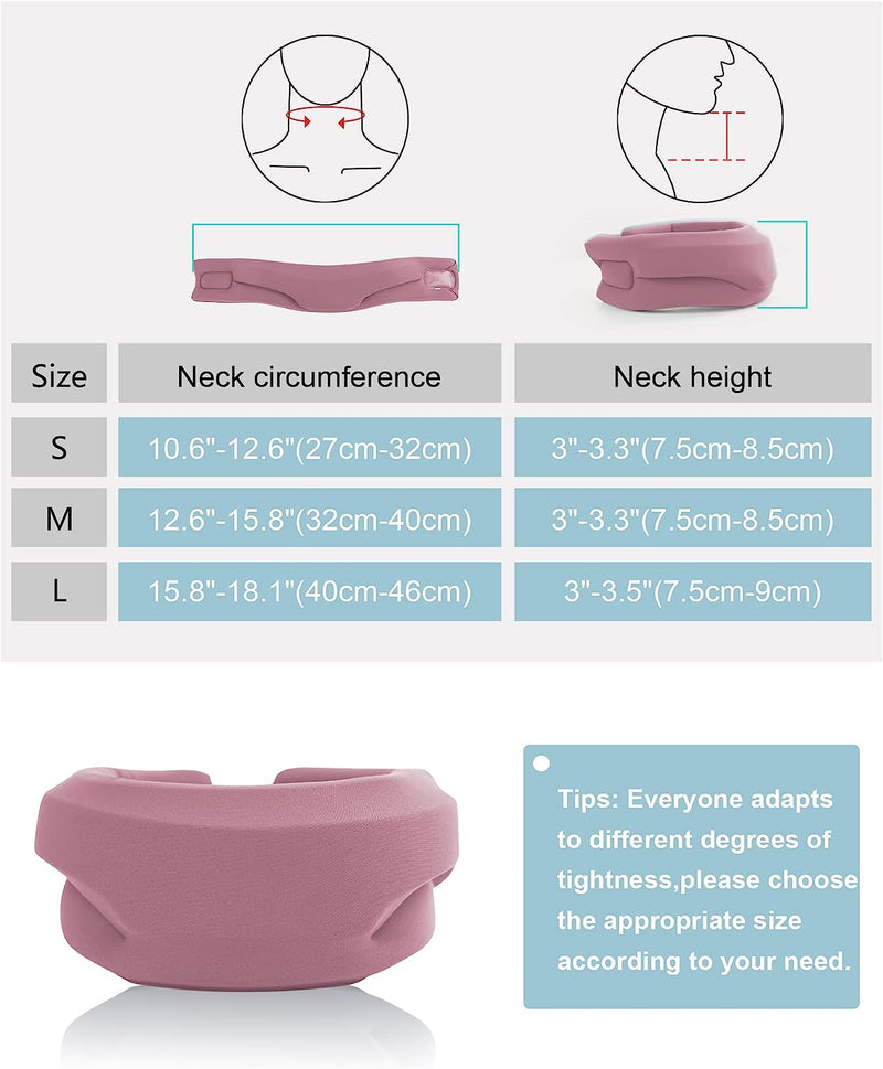 Neck Brace Cervical Collar for Sleeping - Relief Neck Pain and Neck Support Soft Foam Wraps Keep Vertebrae Stable and Aligned for Relief of Cervical Spine Pressure for Women & Men Pink
