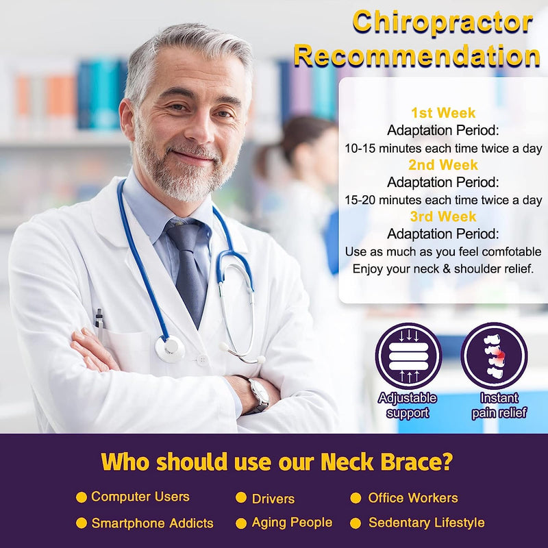 Cervical Neck Traction Device for Neck Pain Relief, Adjustable Inflatable Neck Stretcher Neck Brace, Neck Traction Pillow for Use Neck Decompression and Neck Tension Relief (Purple)