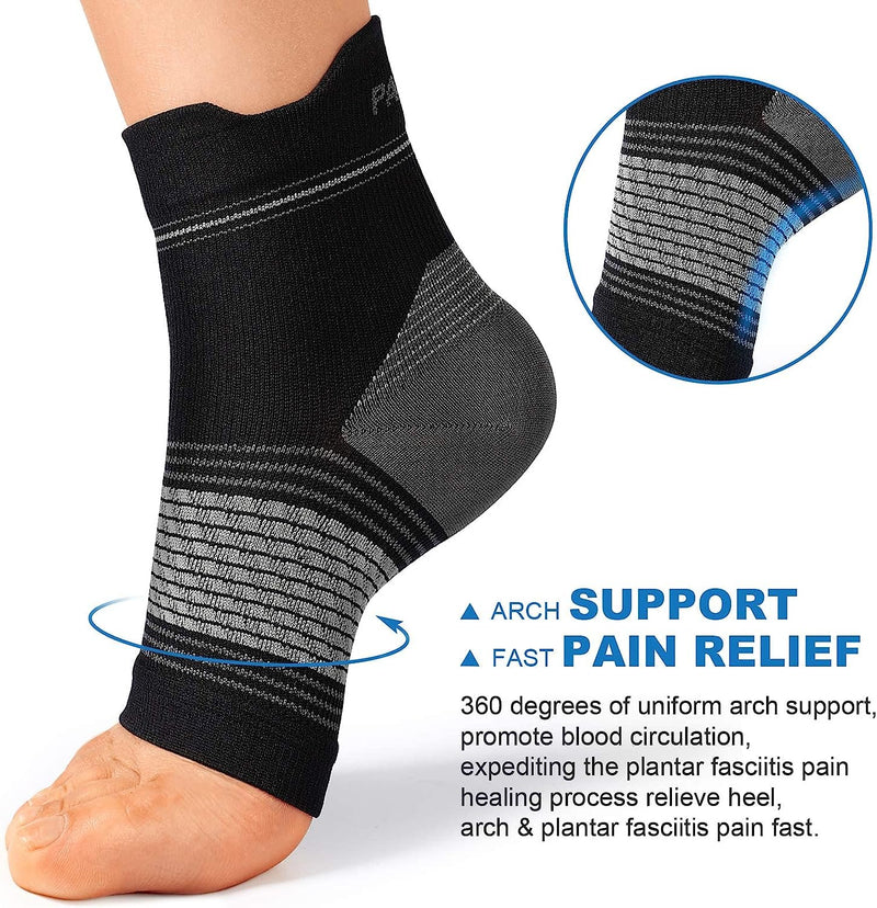 Fasciitis Sock (6 Pairs) for Men and Women, Compression Foot Sleeves with Arch and Ankle Support 2 Black+2 Gray+2 White