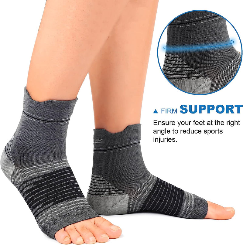 Fasciitis Sock (6 Pairs) for Men and Women, Compression Foot Sleeves with Arch and Ankle Support 2 Black+2 Gray+2 White