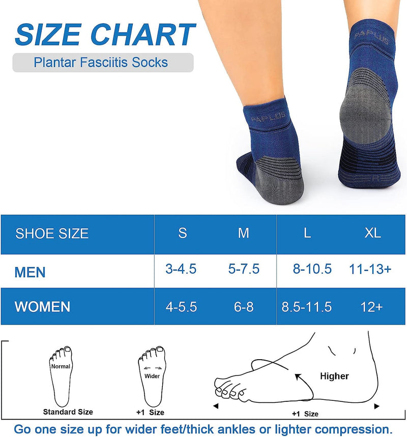 Fasciitis Sock (6 Pairs) for Men and Women, Compression Foot Sleeves with Arch and Ankle Support 2 Black+2 Nude+2 Navy