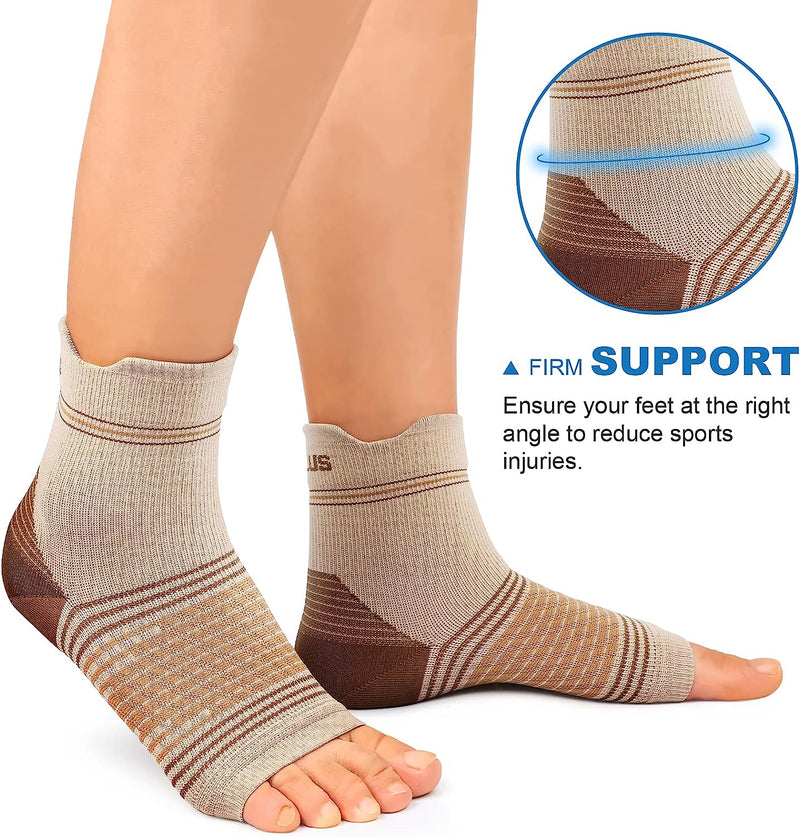 Fasciitis Sock (6 Pairs) for Men and Women, Compression Foot Sleeves with Arch and Ankle Support 2 Black+2 Nude+2 Navy