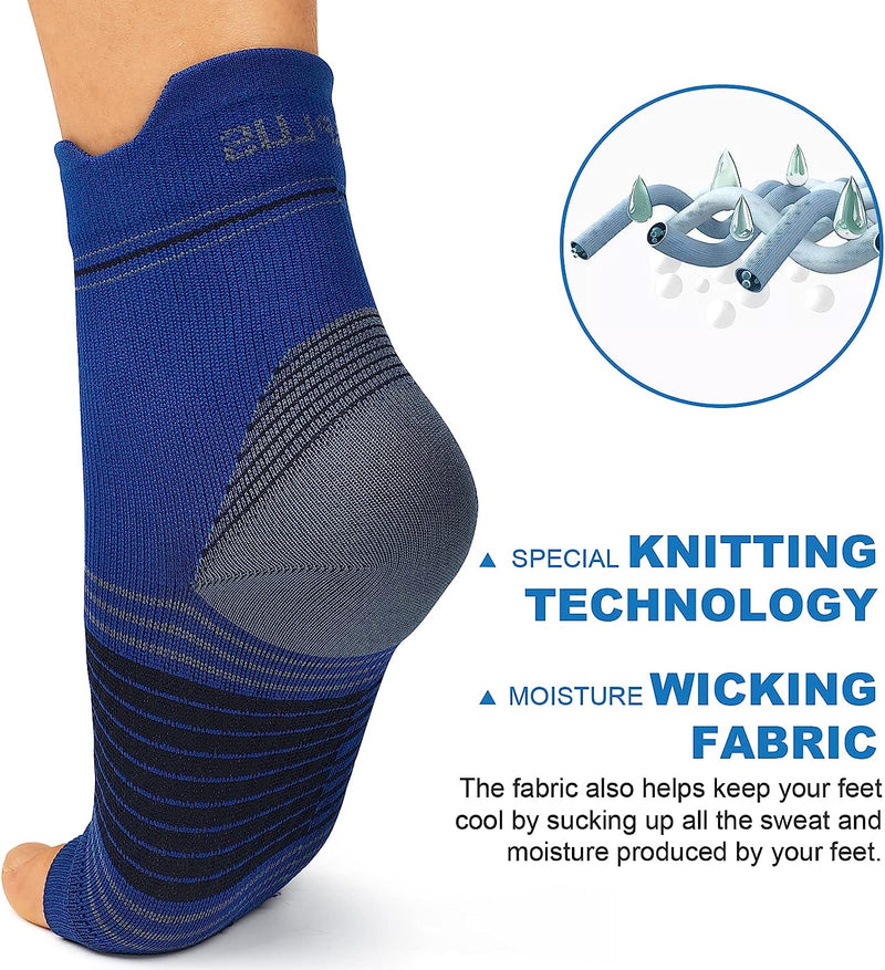 Fasciitis Sock (6 Pairs) for Men and Women, Compression Foot Sleeves with Arch and Ankle Support 2 Black+2 Nude+2 Navy