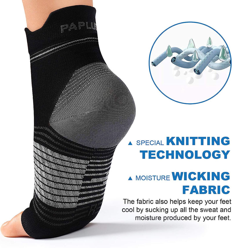 Fasciitis Sock (6 Pairs) for Men and Women, Compression Foot Sleeves with Arch and Ankle Support 6 Black