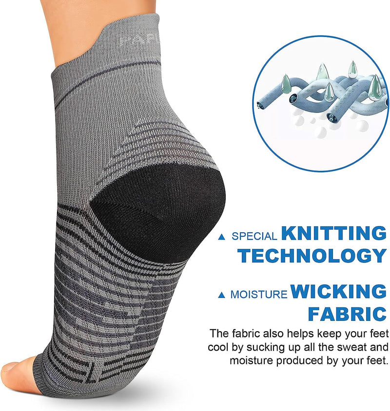 Fasciitis Sock (6 Pairs) for Men and Women, Compression Foot Sleeves with Arch and Ankle Support 6 Grey