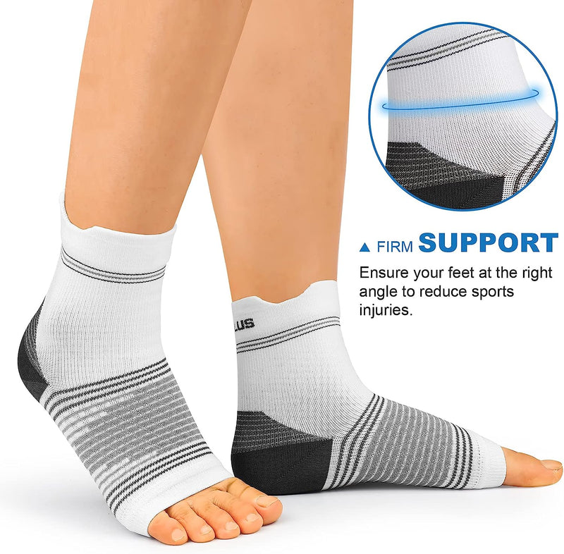 Fasciitis Sock (6 Pairs) for Men and Women, Compression Foot Sleeves with Arch and Ankle Support 6 White