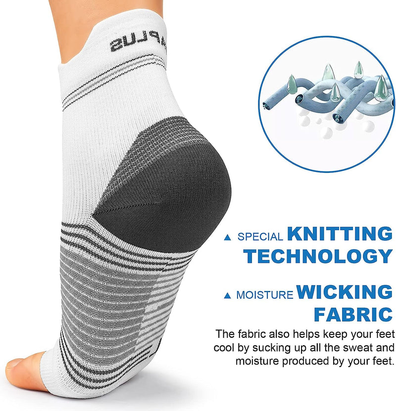 Fasciitis Sock (6 Pairs) for Men and Women, Compression Foot Sleeves with Arch and Ankle Support 6 White