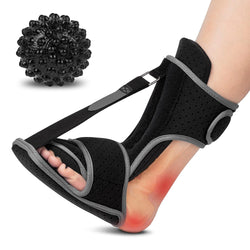 Plantar Fasciitis Night Splint: Foot Brace with Massage Ball | Effective for Foot Pain Relief  for Women Men Black