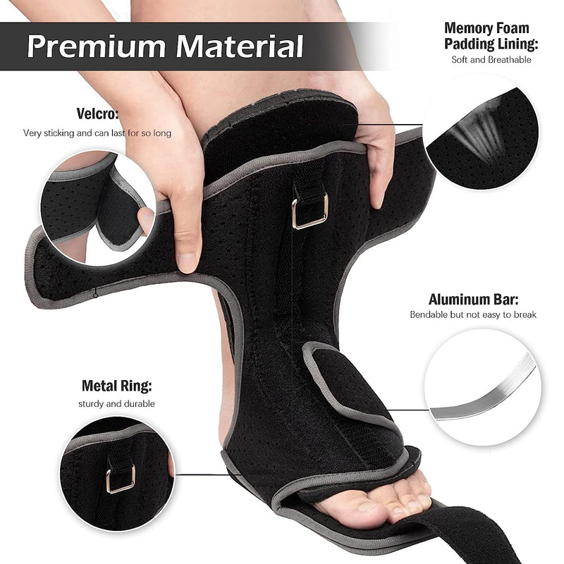 Plantar Fasciitis Night Splint: Foot Brace with Massage Ball | Effective for Foot Pain Relief  for Women Men Black