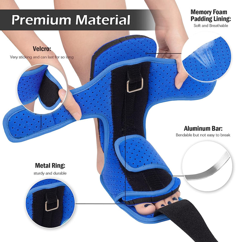 Plantar Fasciitis Night Splint: Foot Brace with Massage Ball | Effective for Foot Pain Relief  for Women Men Blue