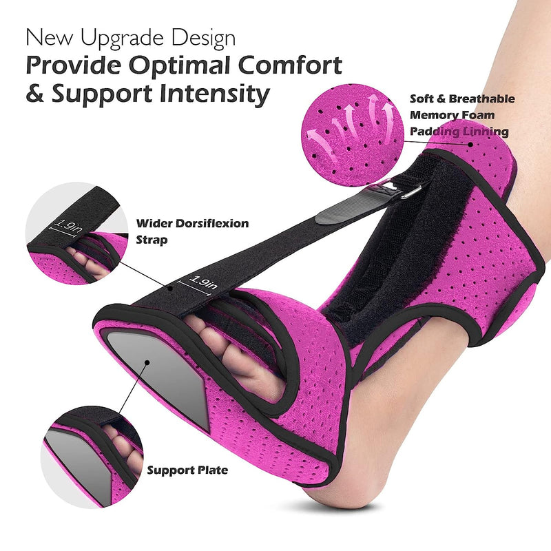 Plantar Fasciitis Night Splint: Foot Brace with Massage Ball | Effective for Foot Pain Relief  for Women Men Pink