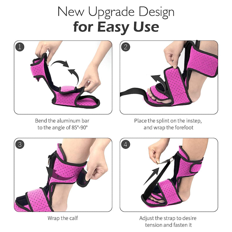 Plantar Fasciitis Night Splint: Foot Brace with Massage Ball | Effective for Foot Pain Relief  for Women Men Pink