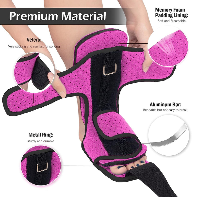 Plantar Fasciitis Night Splint: Foot Brace with Massage Ball | Effective for Foot Pain Relief  for Women Men Pink