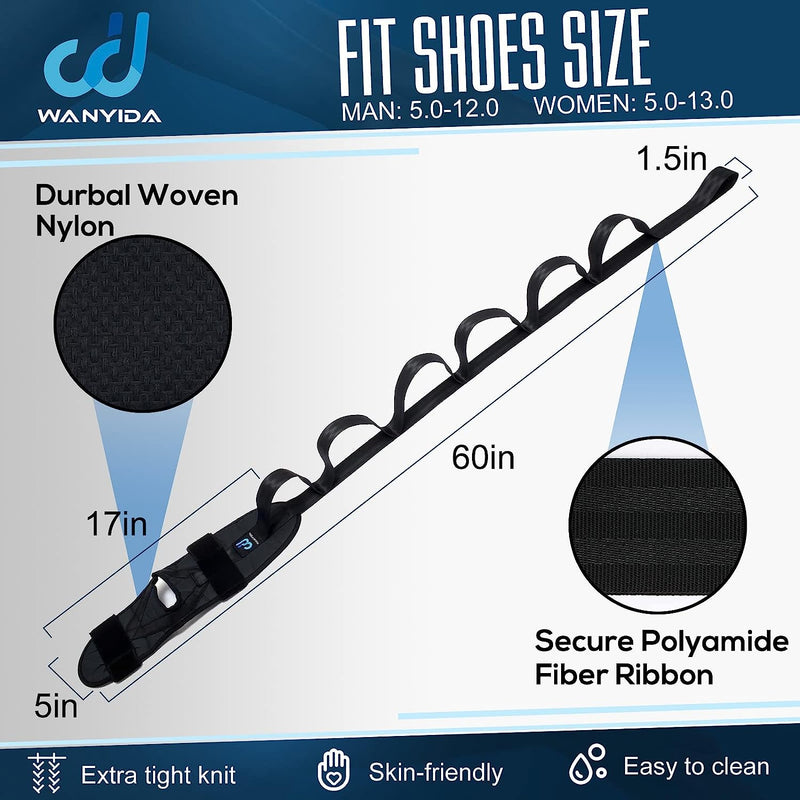 Foot and Calf Stretcher for Plantar Fasciitis, Achilles Tendonitis, Heel Spurs, Drop Foot. Yoga Stretching Strap for Leg, Black