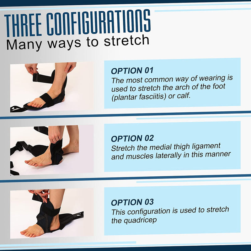 Foot and Calf Stretcher for Plantar Fasciitis, Achilles Tendonitis, Heel Spurs, Drop Foot. Yoga Stretching Strap for Leg, Black