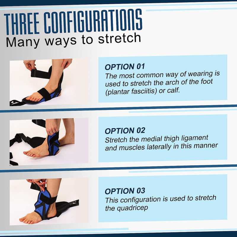 Foot and Calf Stretcher for Plantar Fasciitis, Achilles Tendonitis, Heel Spurs, Drop Foot. Yoga Stretching Strap for Leg, Blue