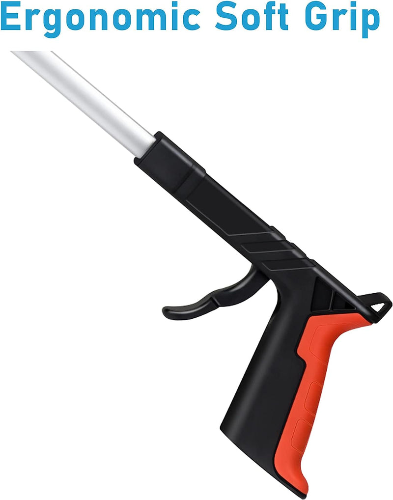 Grabber Reacher Tool, 360° Rotating Head, Wide Jaw, 32" Foldable, Lightweight Trash Claw Grabbers for Elderly, Reaching Tool Orange