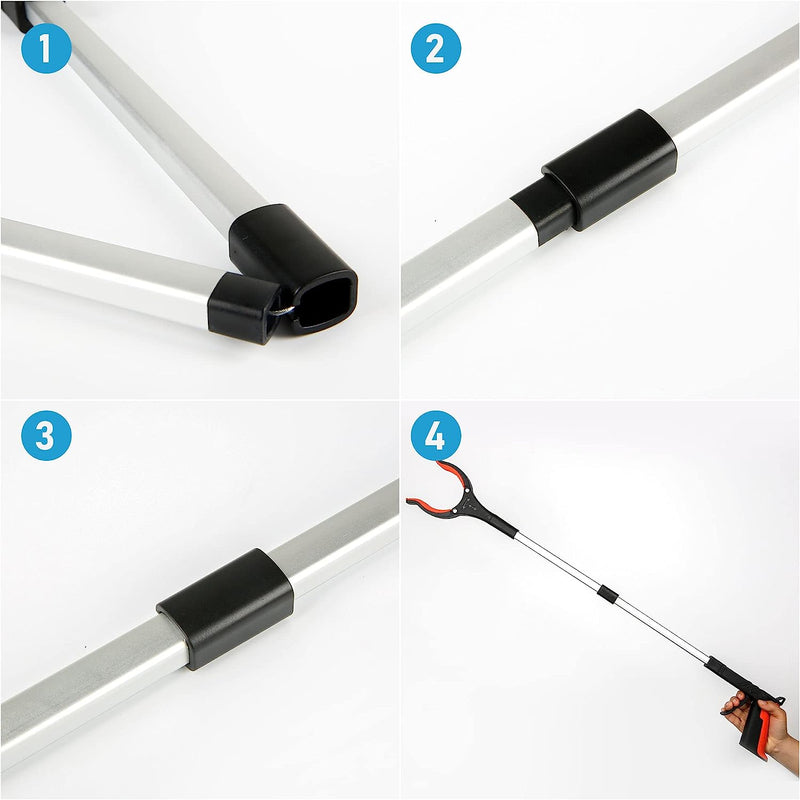 Grabber Reacher Tool, 360° Rotating Head, Wide Jaw, 32" Foldable, Lightweight Trash Claw Grabbers for Elderly, Reaching Tool Orange