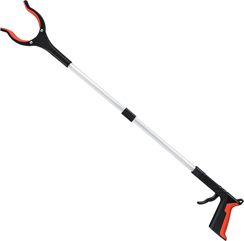 Grabber Reacher Tool, 360° Rotating Head, Wide Jaw, 32" Foldable, Lightweight Trash Claw Grabbers for Elderly, Reaching Tool Orange