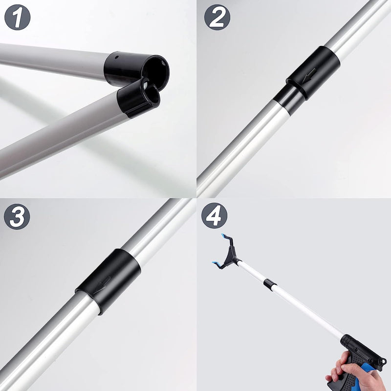 Grabber Reacher Tool, 360° Rotating Head, Wide Jaw, 32" Foldable, Lightweight Trash Claw Grabbers for Elderly, Reaching Tool 2PC