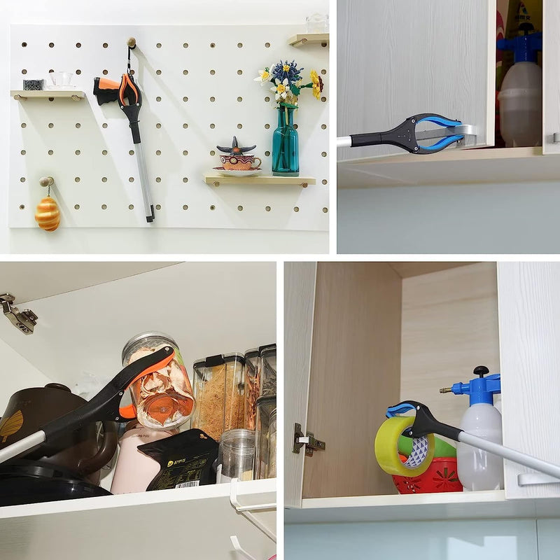 2 Pack 34" Long Grabber Tool, Foldable Grabbers for Elderly Grab It Reaching Tool with Rotating Jaw +Magnets, 4" Wide Claw Opening Reacher Grabber Pickup Tool