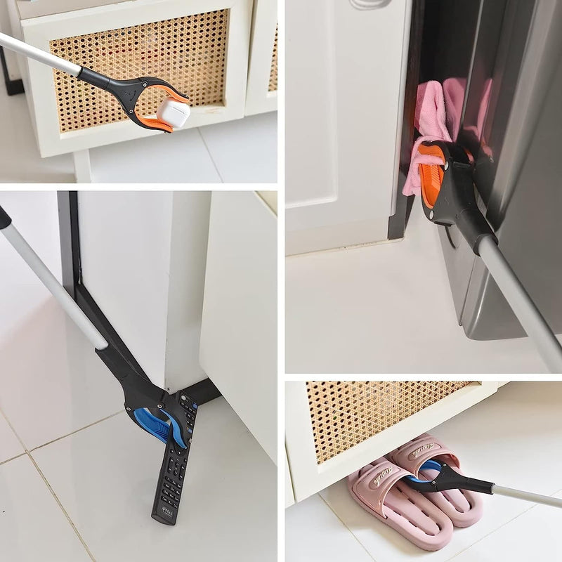 2 Pack 34" Long Grabber Tool, Foldable Grabbers for Elderly Grab It Reaching Tool with Rotating Jaw +Magnets, 4" Wide Claw Opening Reacher Grabber Pickup Tool