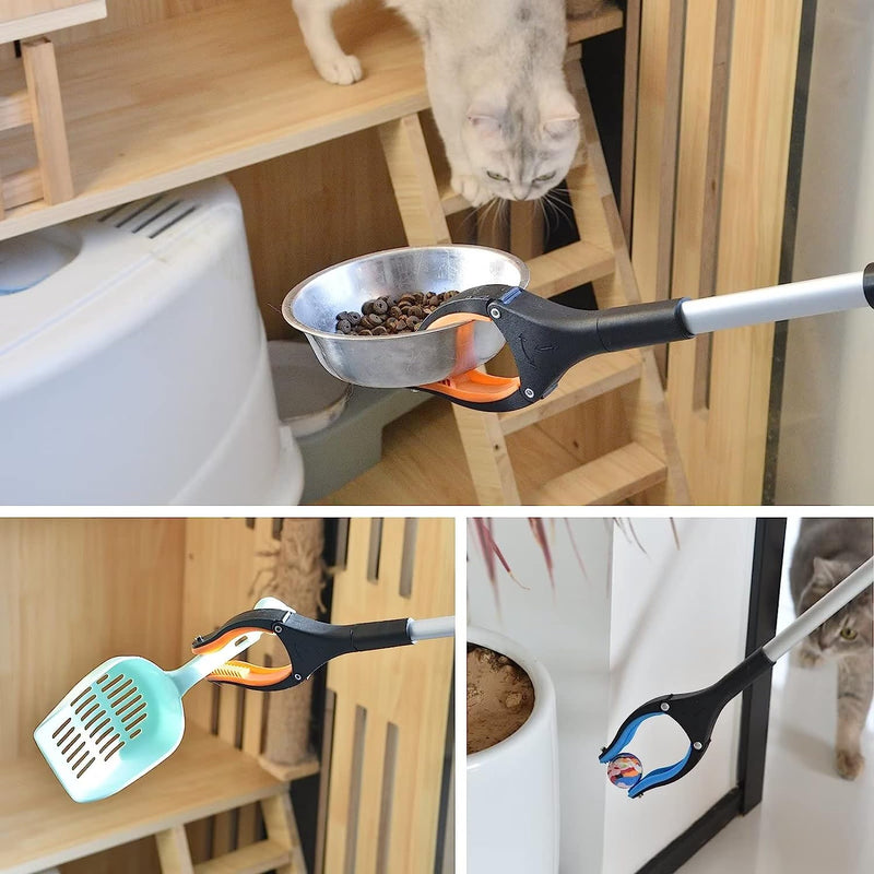 2 Pack 34" Long Grabber Tool, Foldable Grabbers for Elderly Grab It Reaching Tool with Rotating Jaw +Magnets, 4" Wide Claw Opening Reacher Grabber Pickup Tool