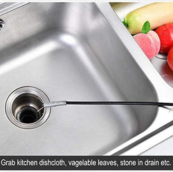 Reaching Assist Grabber Pick Up Tool Hose Cable Aid to Grab Trash Unclog Hair Drain Clog from Home Drain Sink Litter Pick Toilet Clean Dryer Vents