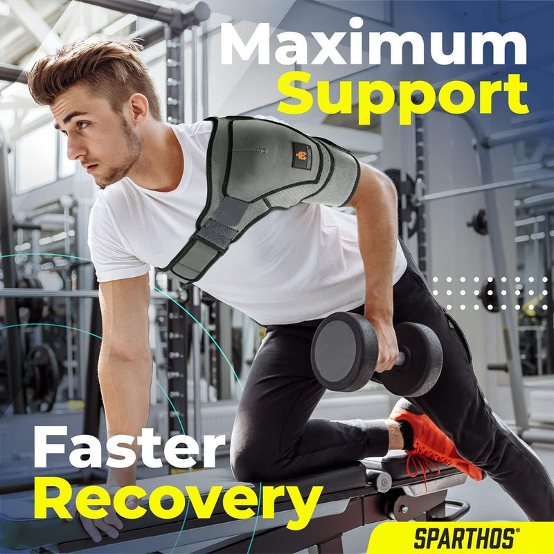 Shoulder Brace - Support and Compression Sleeve for Torn Rotator Cuff, AC Joint Pain Relief - Arm Immobilizer Wrap, Ice Pack Pocket, Stability Strap, Dislocated Sholder - for Men and Women
