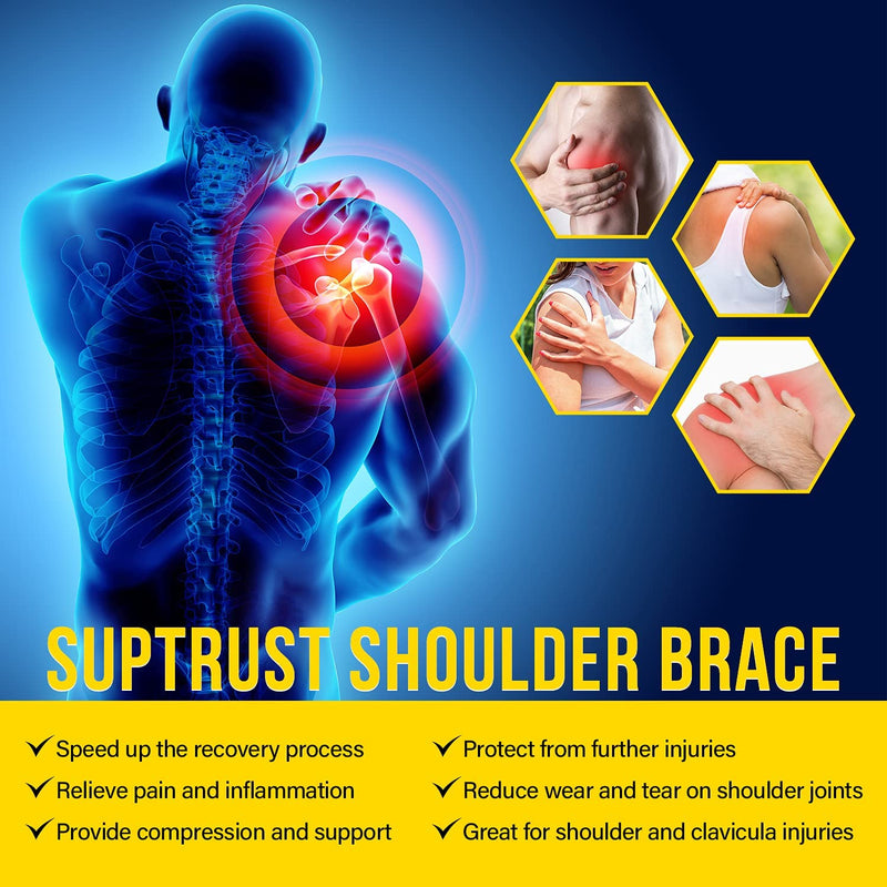 Recovery Shoulder Brace for Men and Women, Stability Support Adjustable Fit Sleeve Wrap, Relief for Shoulder Injuries and Tendonitis, One Size Regular, Black