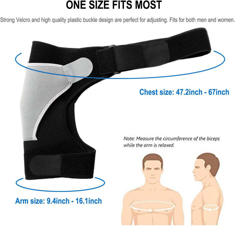Shoulder Stability Brace Adjustable Shoulder Support with Pressure Pad, Light Breathable Neoprene Rotator Cuff Shoulder Support for Sport, Shoulder Pain - Left