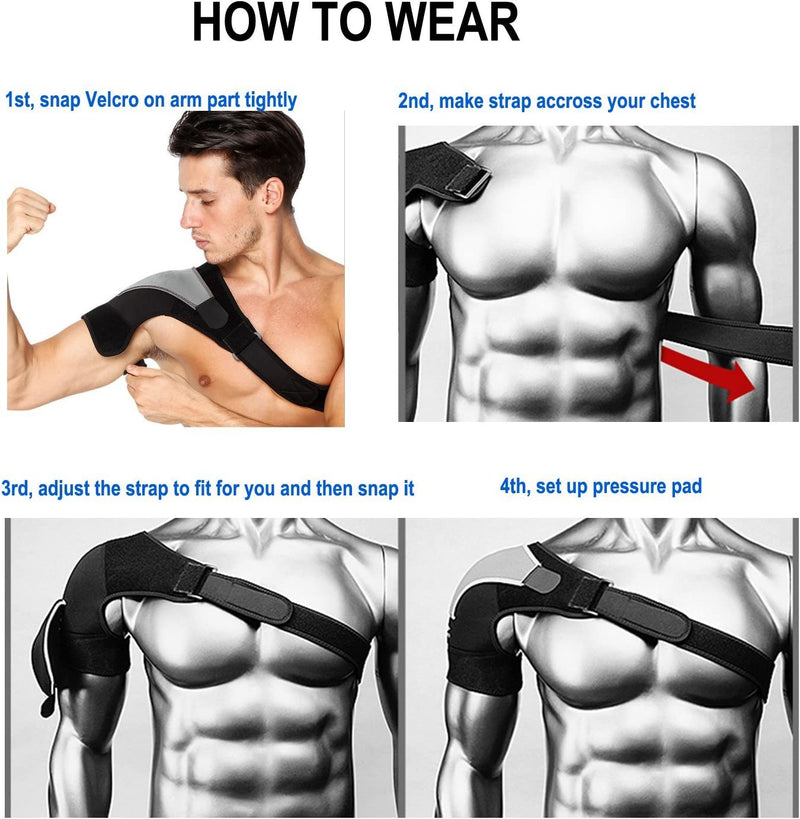 Shoulder Stability Brace Adjustable Shoulder Support with Pressure Pad, Light Breathable Neoprene Rotator Cuff Shoulder Support for Sport, Shoulder Pain - Left