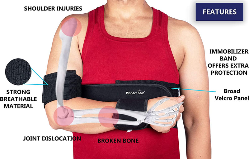 Left Right Shoulder Immobilizer Arm Sling Elastic Brace for Clavicle Collar Bone Dislocation Subluxation Shoulder stabilizer Compression Brace After Rotator Cuff Surgery - Black