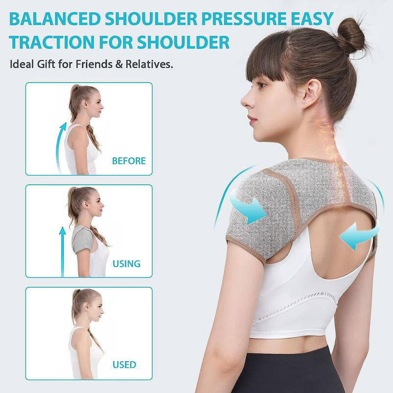 Shoulder Support Brace: Double Shoulder Braces for Women/Men Relief Tendonitis, Arthritis, Shoulder Pain, Upgraded Graphene Warm Rotator Cuff Support Brace - Adjustable Arm Holes