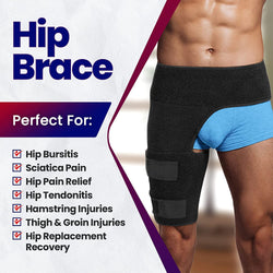 Hip Brace Thigh Compression Sleeve – Hamstring Compression Sleeve & GroinSupport for Hip Replacements Left