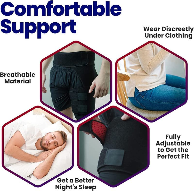 Hip Brace Thigh Compression Sleeve – Hamstring Compression Sleeve & GroinSupport for Hip Replacements Left